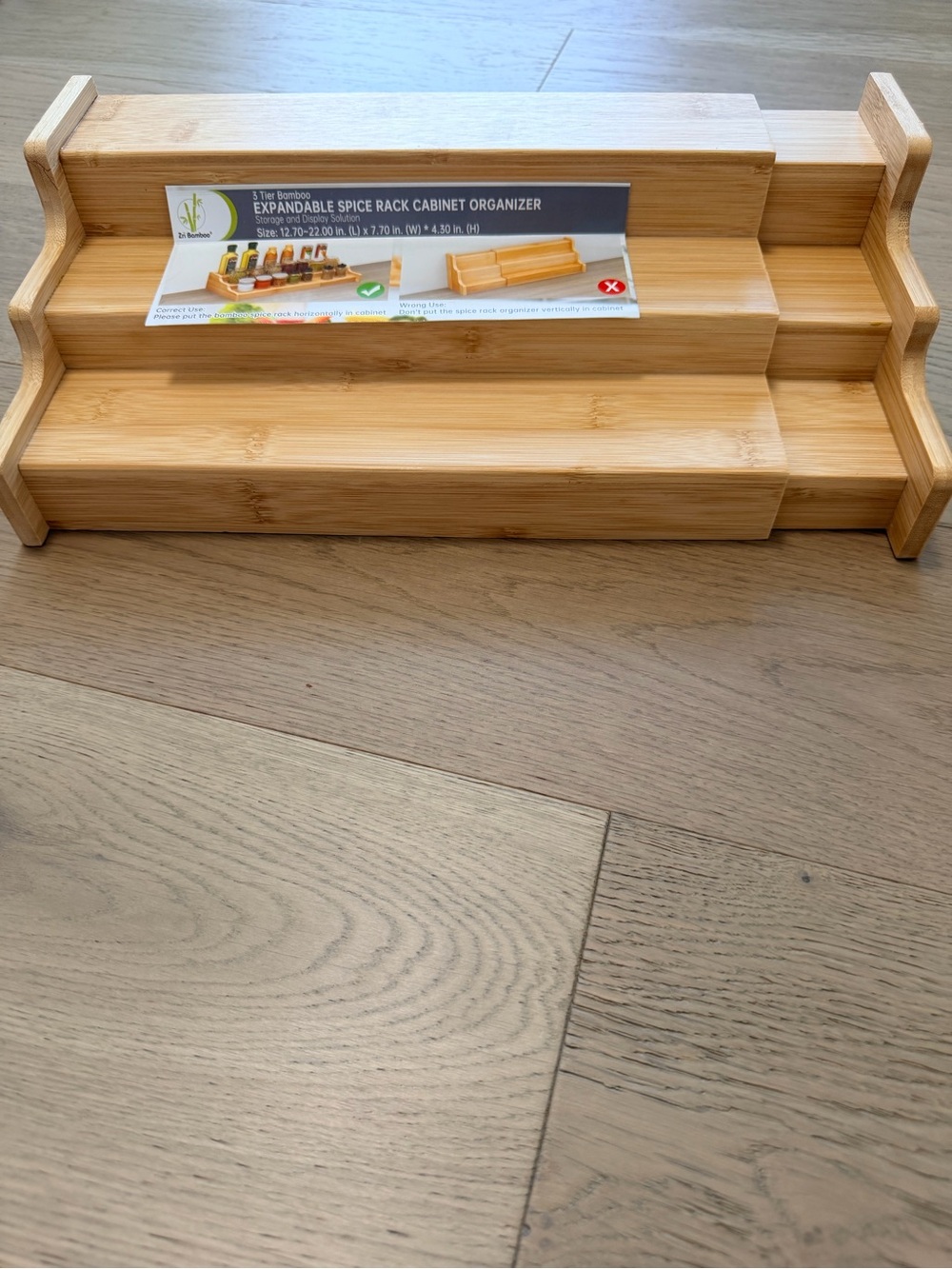 Expandable Bamboo Spice Rack Cabinet Organizer - Natural Bamboo